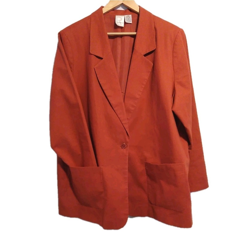 Roaman's Linen Blazer Pumpkin Rust Orange Plus Size 20W Transitional Fall Career